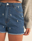 Pearl denim shorts