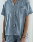 Cozy blue satin pajama set