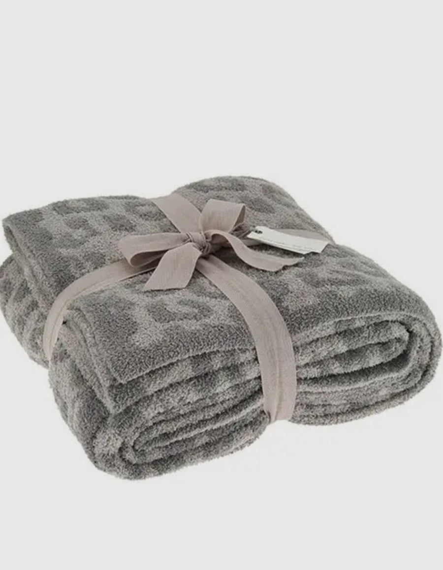 Grey leopard kids blanket