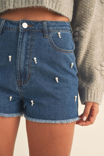 Pearl denim shorts