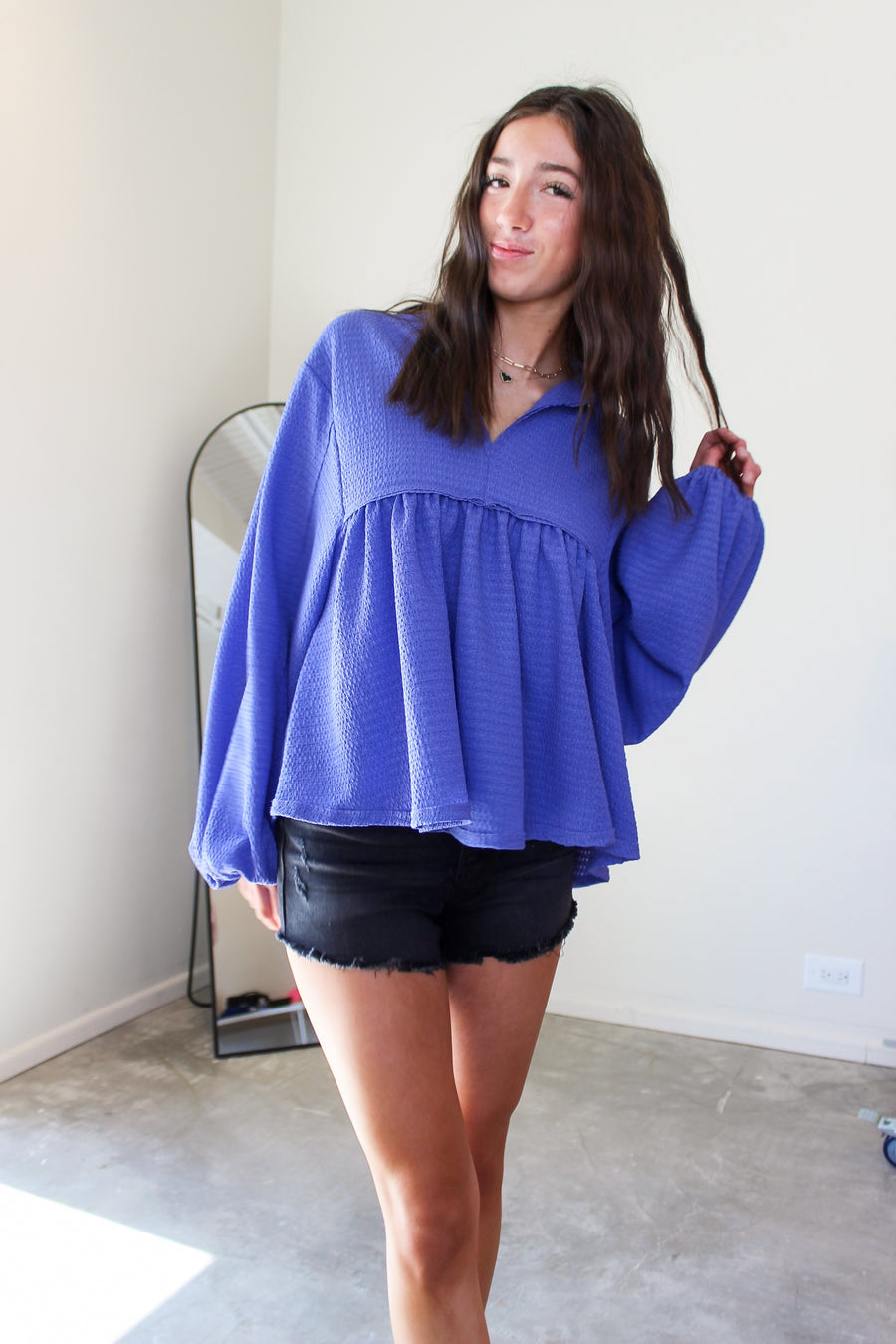 Hadley split neck top