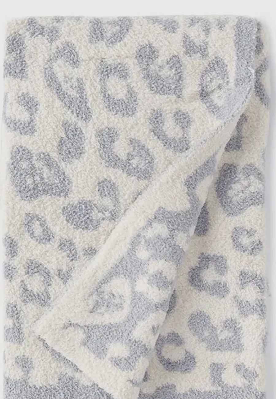 Gray & white leopard kids blanket