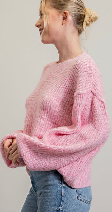 Bubblegum pink knit sweater