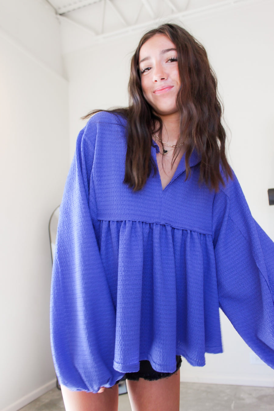 Hadley split neck top